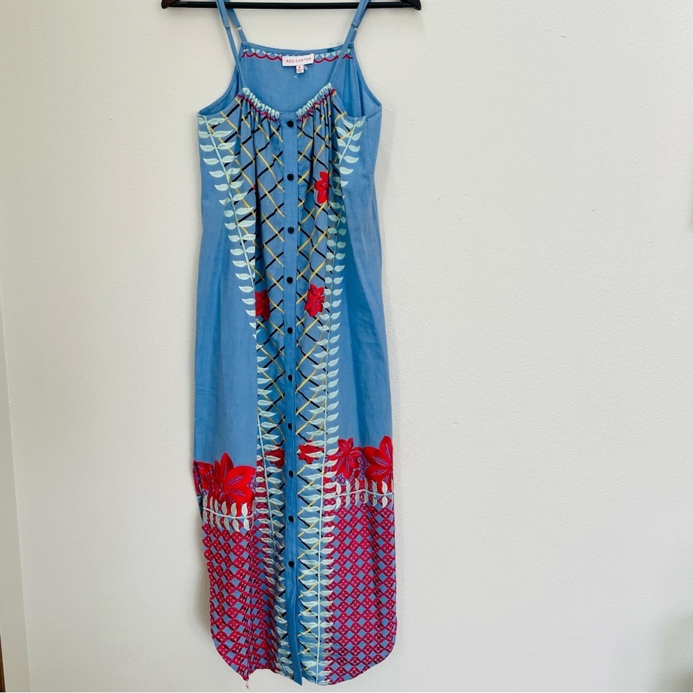 ANTHROPOLOGIE | Red Carter Palisades Embroidered Midi Dress Size M - Picture 5 of 13